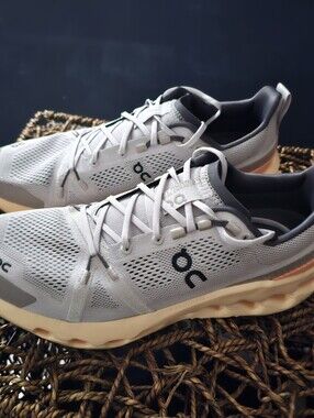 On Running Men's Cloudnova Sneakers in Light Gray, Cream & Peach. Mens 11